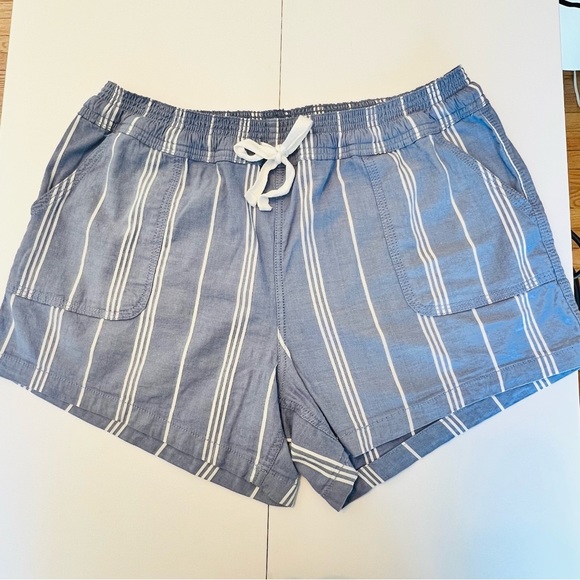 Market & Spruce Pants - Blue & White Pinstripe Cotton Drawstring Shorts Market & Spruce